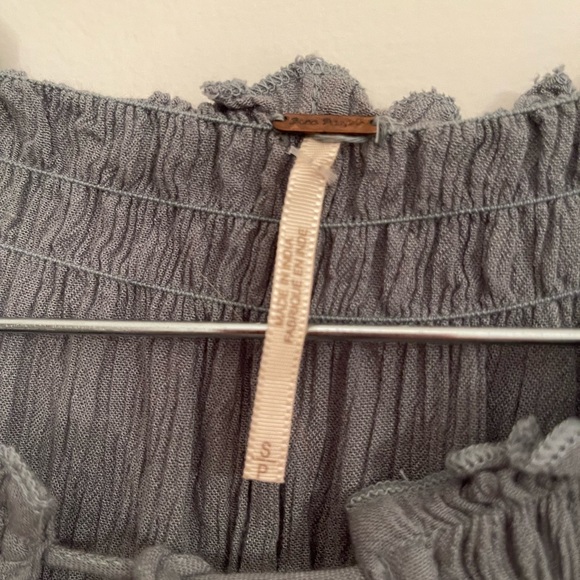 Free People Slate Blue Mini Boho Dress w/drop elastic waist - Picture 7 of 14